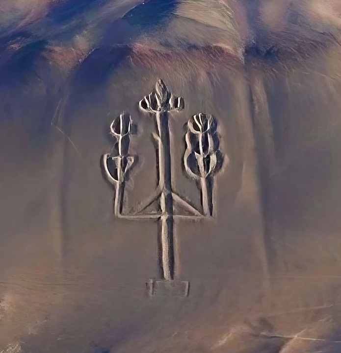 Aerial view of the Candelabro of Paracas with the rectangle at its base highlighted